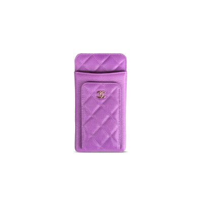 CHANEL CAVIAR QUILTED CC PHONE HOLDER PURPLE AP0990 (18*10*3cm)